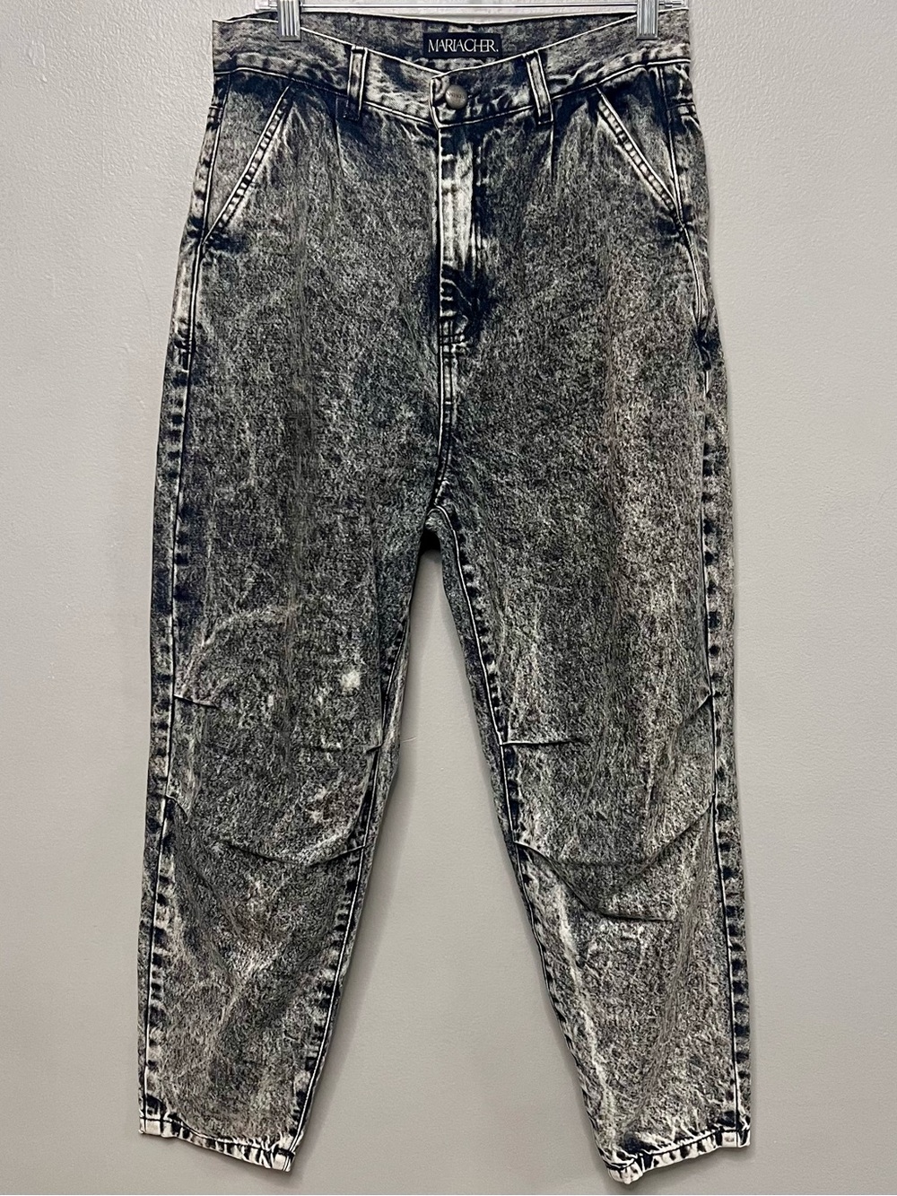 Maria Cher Relaxed Gainsbourg Black Acid Wash Jeans 80/90s Style Grunge Size 28